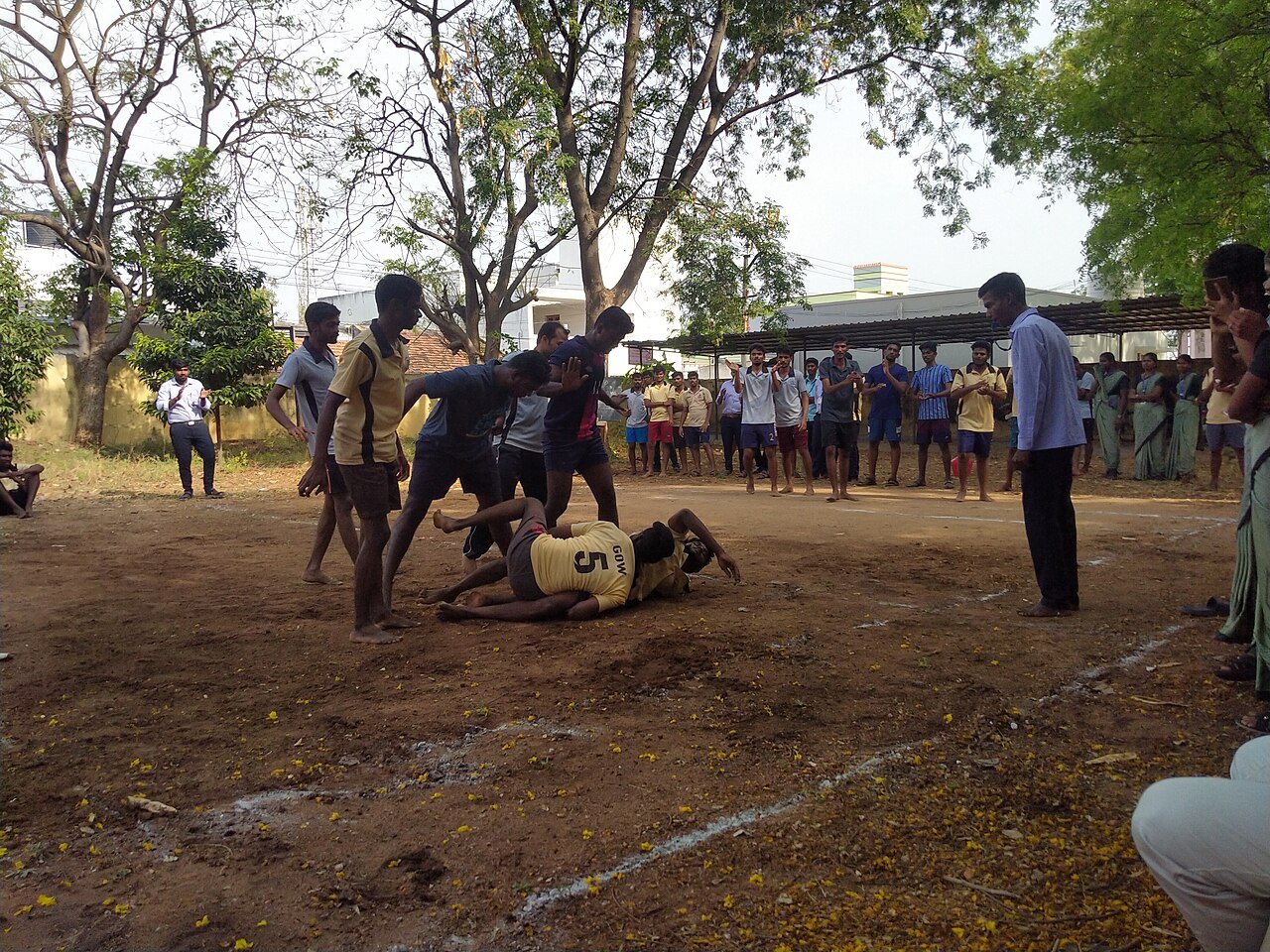 Players compete in a kabaddi match